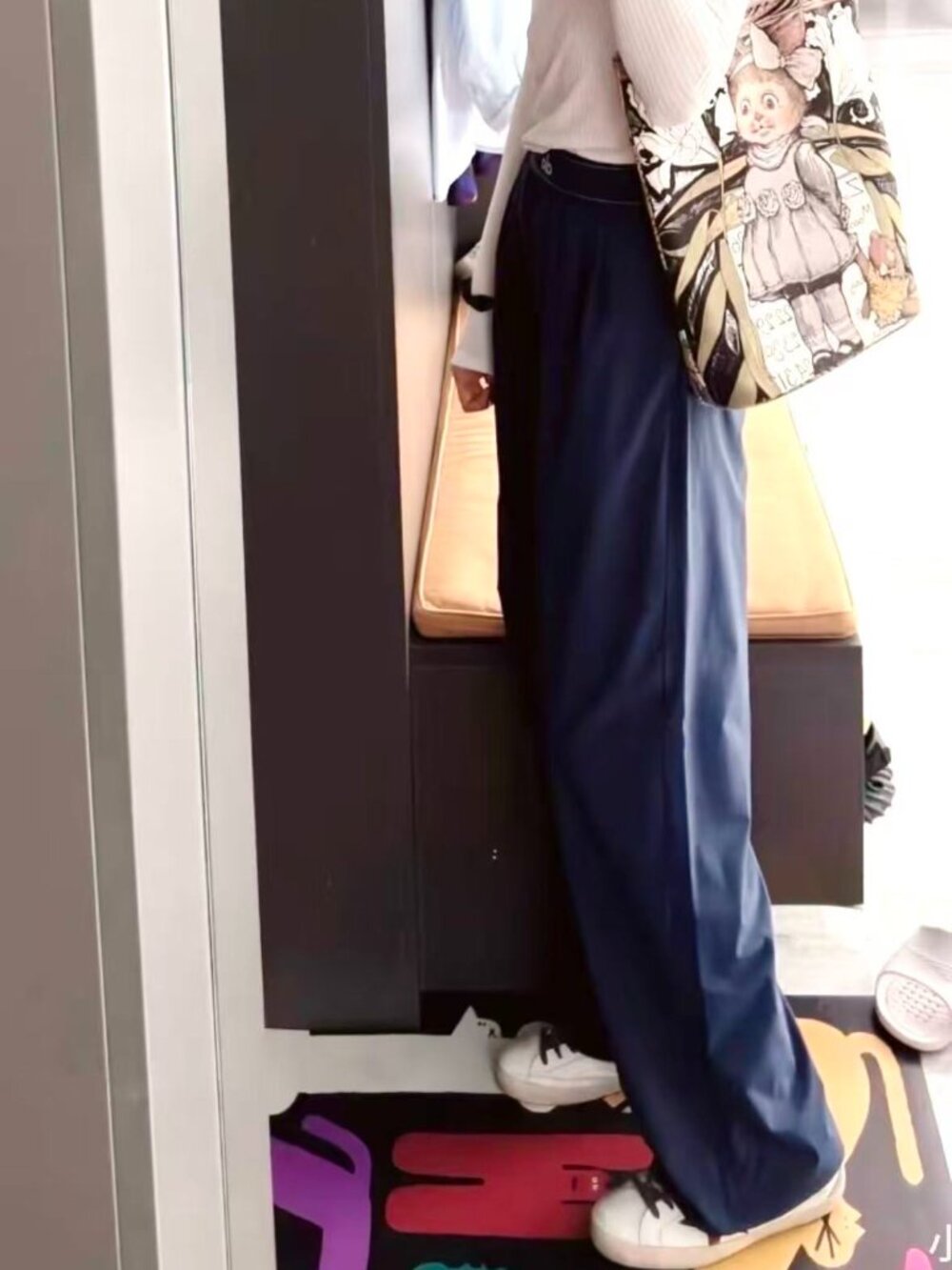 ALO Yoga🍦😋Suit Up Trouser Regular Navy Blue, Relaxed Wide Leg Pants NWT - Picture 8 of 8